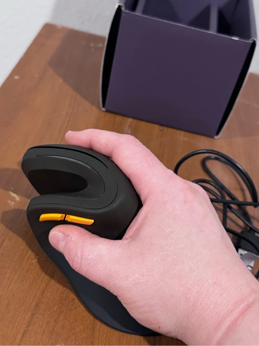 ProtoArc Ergonomic Vertical Mouse in Black with Orange Accent